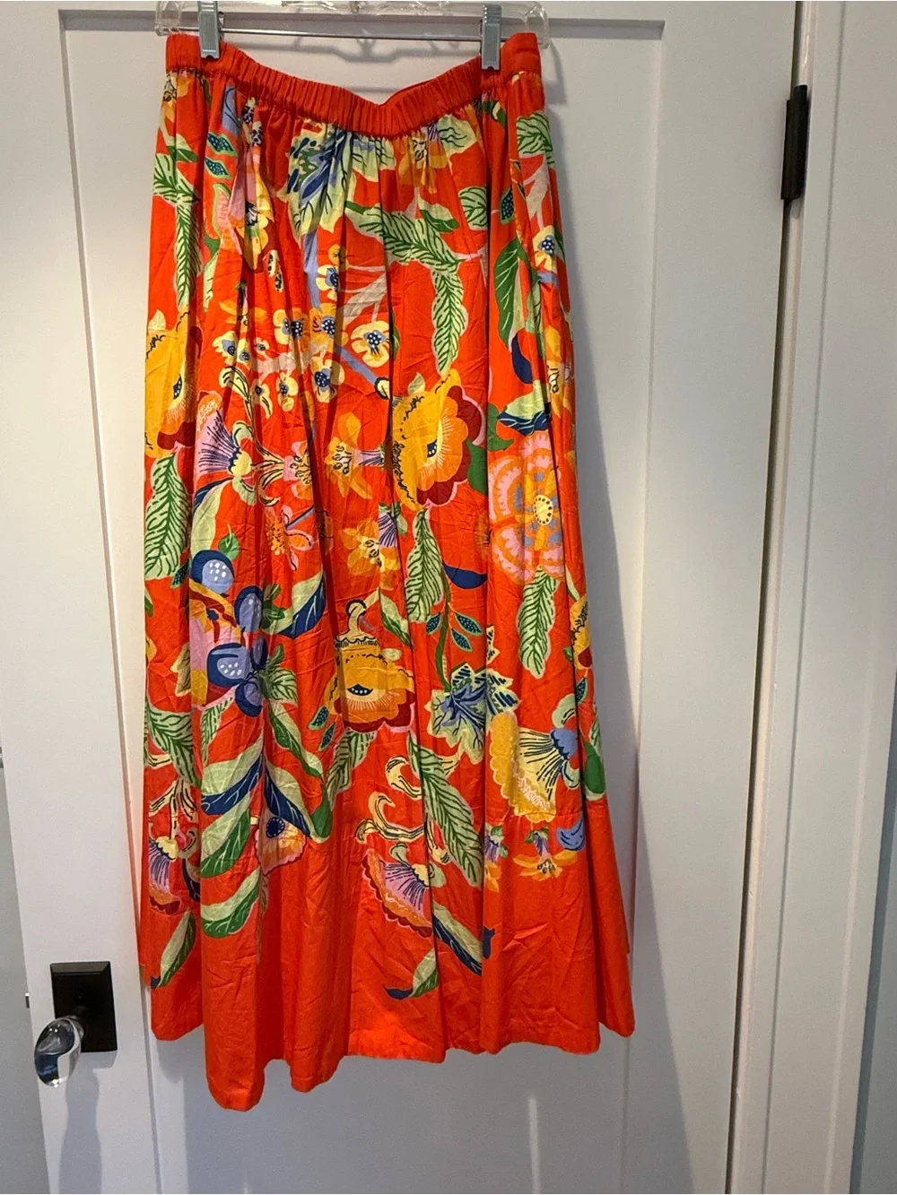 Maeve Anthropologie Bold Orange Floral Maxi Skirt - Picture 4 of 4
